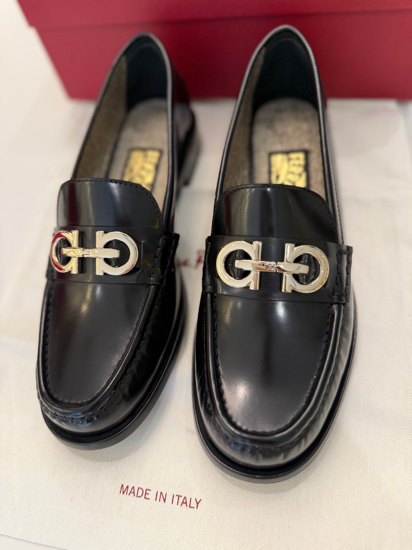 SALVATORE FERRAGAMO Ofelia Gancini Ornament Loafers, Black