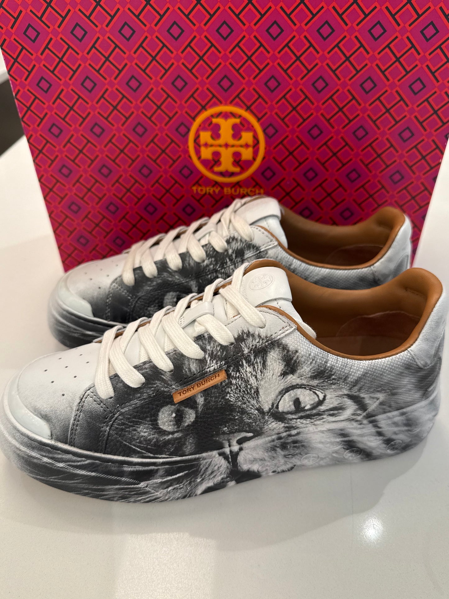 Tory Burch Ladybug Sneaker In Cat Portrait , Size 8, LIMITED EDITION
