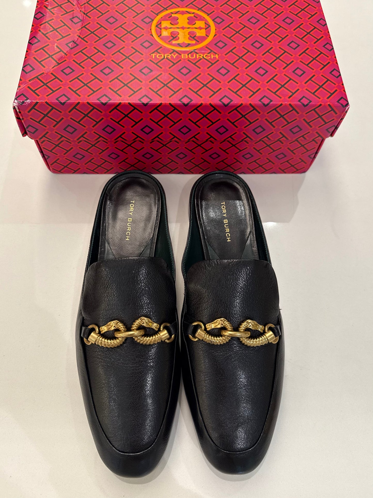 Tory Burch Jessa Backless Loafers Perfect Black 8M