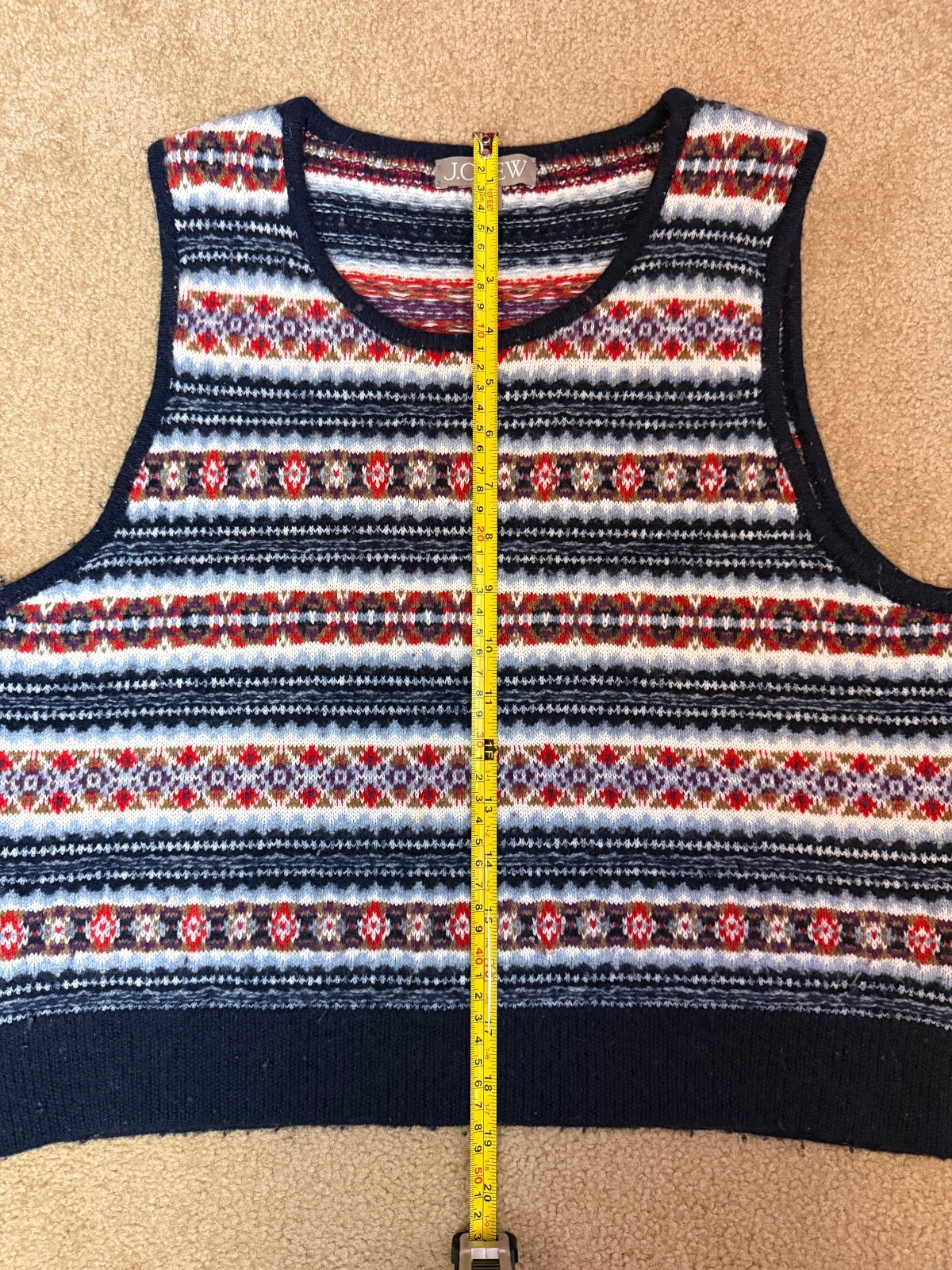 J.Crew Fair Isle Sweater Shell in Boiled WOOL BLEND, Size L, PRE-OWNED