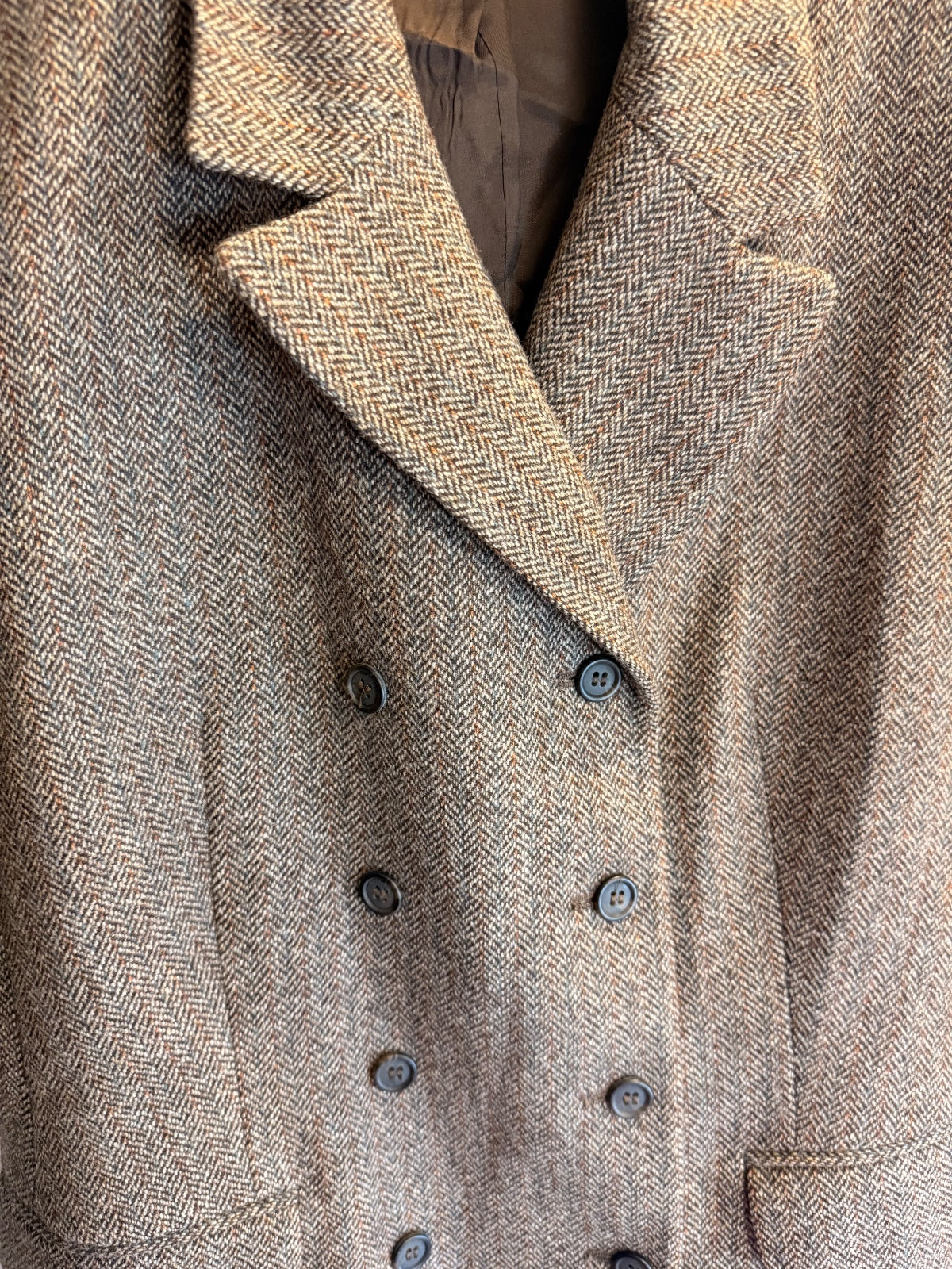 Vintage Laura Ashley 100% Wool Herringbone Double Breasted Vest (10) Made in UK PRE-OWNED (LIKE NEW)