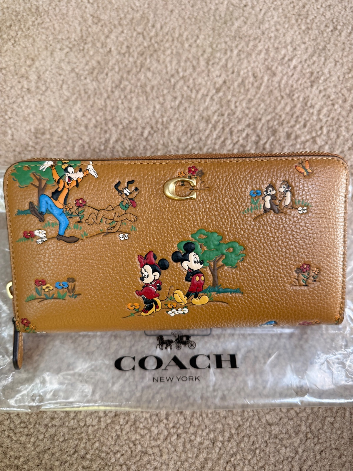 VIRAL Disney X Coach Essential Accordion Zip Wallet Mickey Mouse & Friends CAE74 NWT
