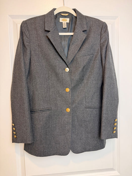 Vintage Talbots 100% Italian Wool Blazer Size 6 Gray / Gold Buttons Made in USA PRE-OWNED