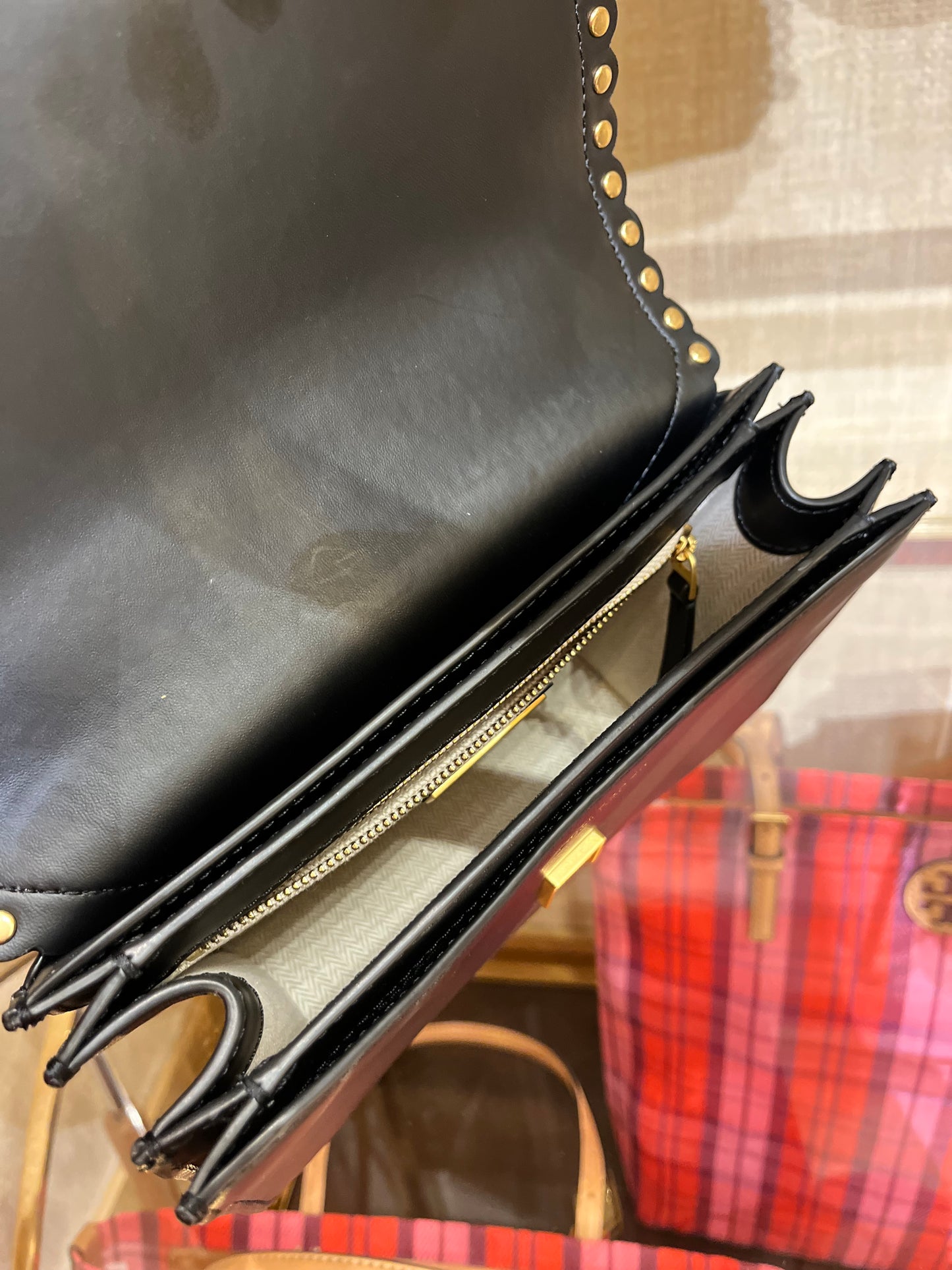 Tory Burch Britten Studded Small Adjustable Shoulder Bag, Black, Retail $598