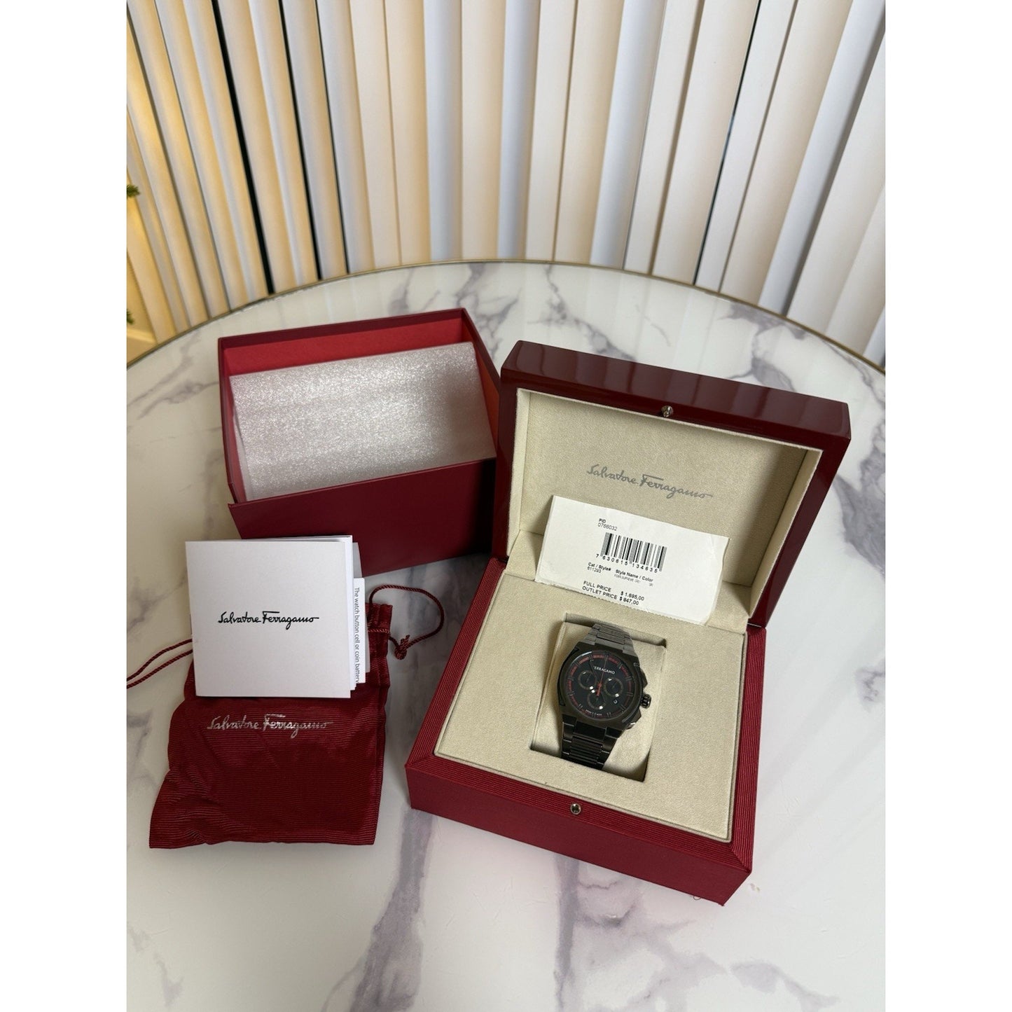 Ferragamo Supreme Chrono Men’s Swiss Quartz Watch 43mm Gunmetal SFK200423