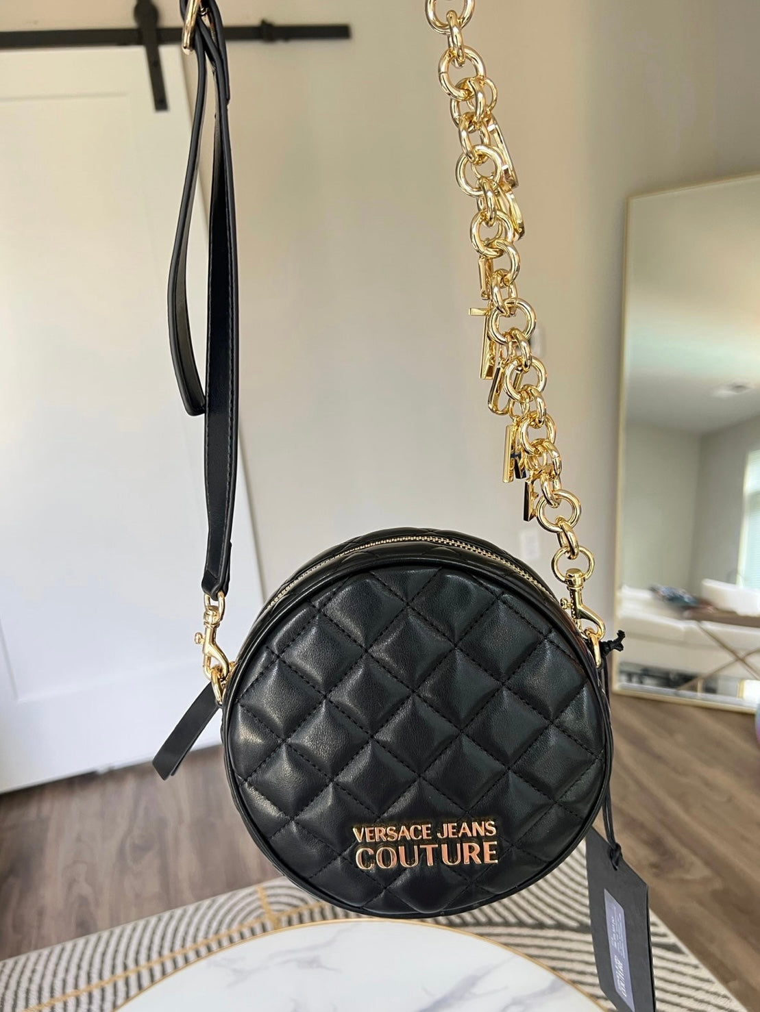 Versace Jeans Couture Black Round Crossbody, 100% AUTHENTIC