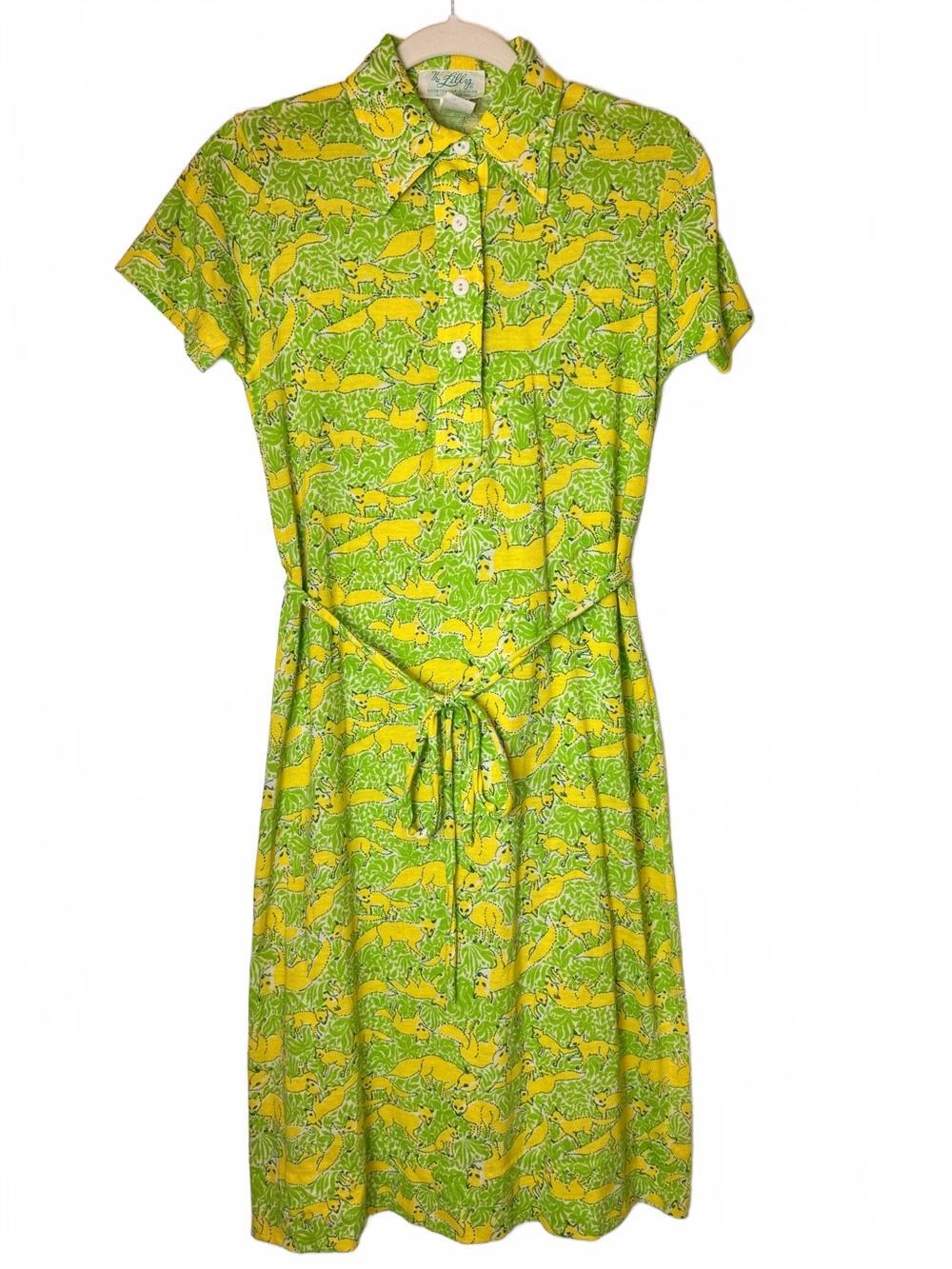 RARE 1960s Lilly Pulitzer The Lilly Fox Print Maxi Dress Vintage Mod Pop Art M