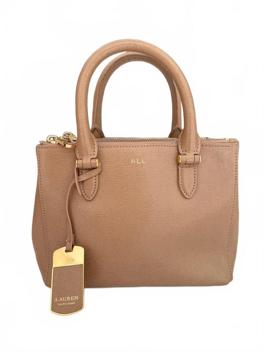Lauren Ralph Lauren Newbury Mini Desert Tan Double Zip Satchel DISCONTINUED PRE-OWNED