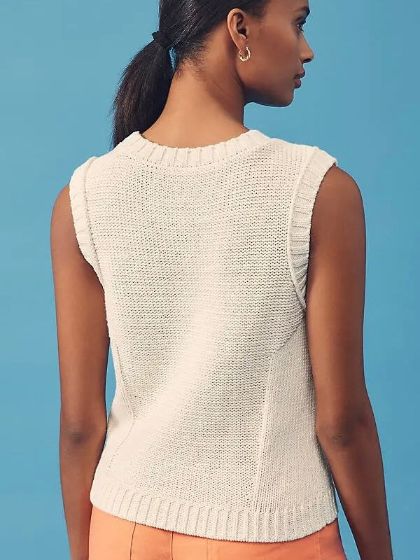 Anthropologie Maeve Linen Blend Popsicle Icon Sleeveless Sweater Tank Top Size S NWOT