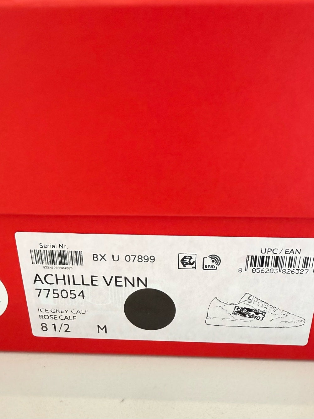 Salvatore Ferragamo Achille Venn Women’s Sneakers Ice Grey Rose Calf Size 8.5 M | NEW WITH BOX