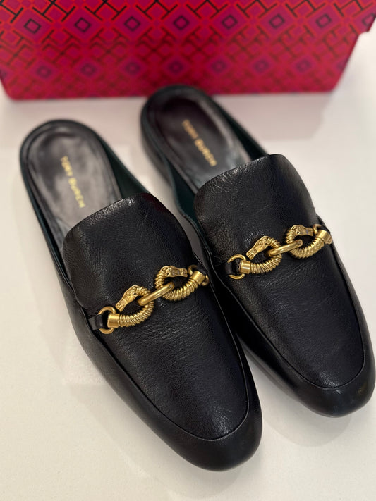 Tory Burch Jessa Backless Loafers Perfect Black 8M