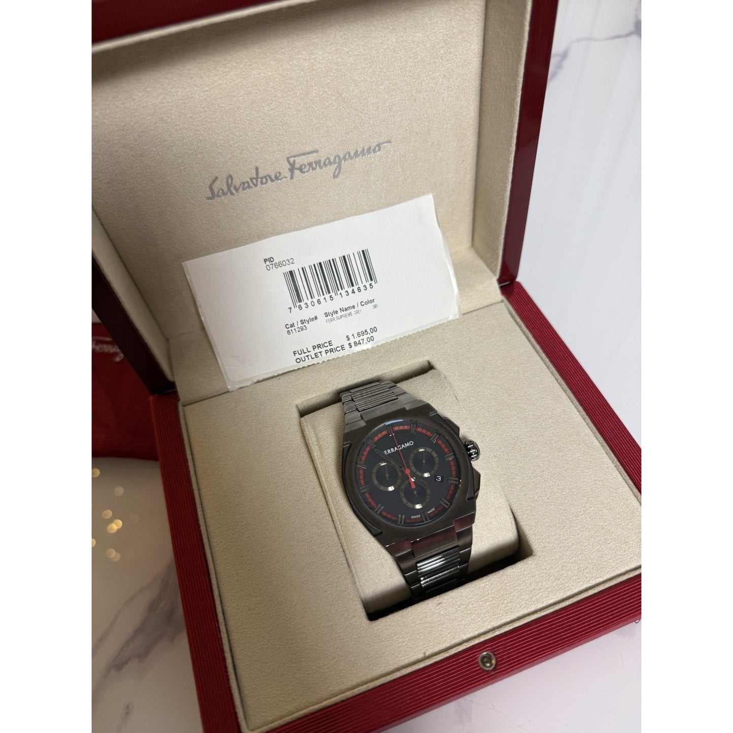 Ferragamo Supreme Chrono Men’s Swiss Quartz Watch 43mm Gunmetal SFK200423
