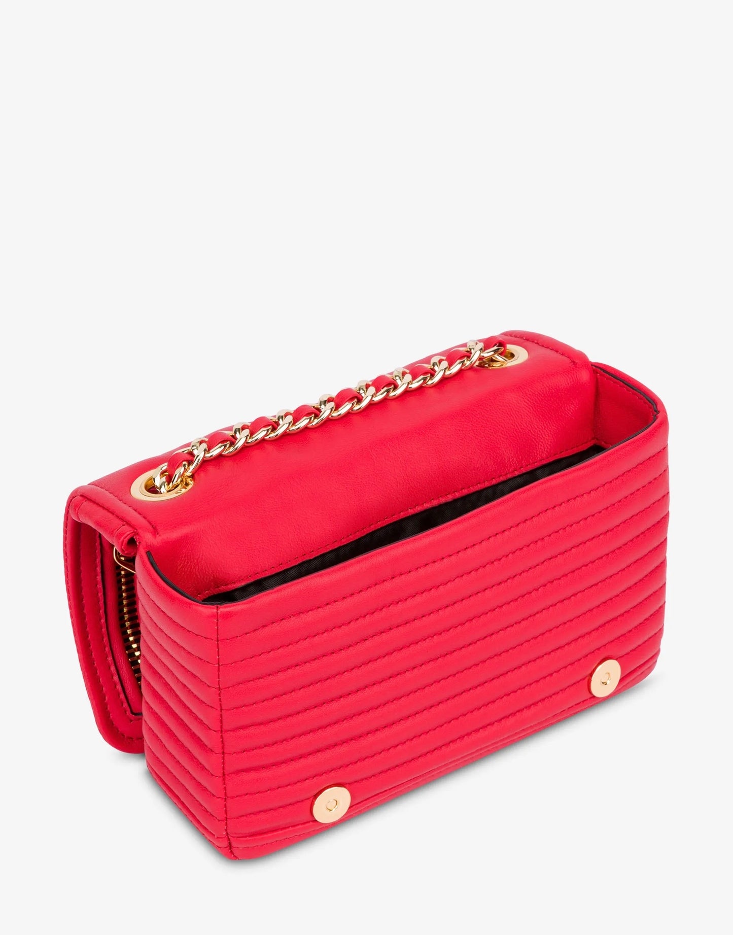 Moschino Zippered Leather Jacket Biker Shoulder Bag, Red, Retail $1795