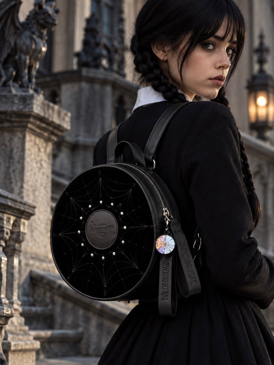 Dr. Martens x Wednesday Halloween Limited Edition Spiderweb Velvet Backpack