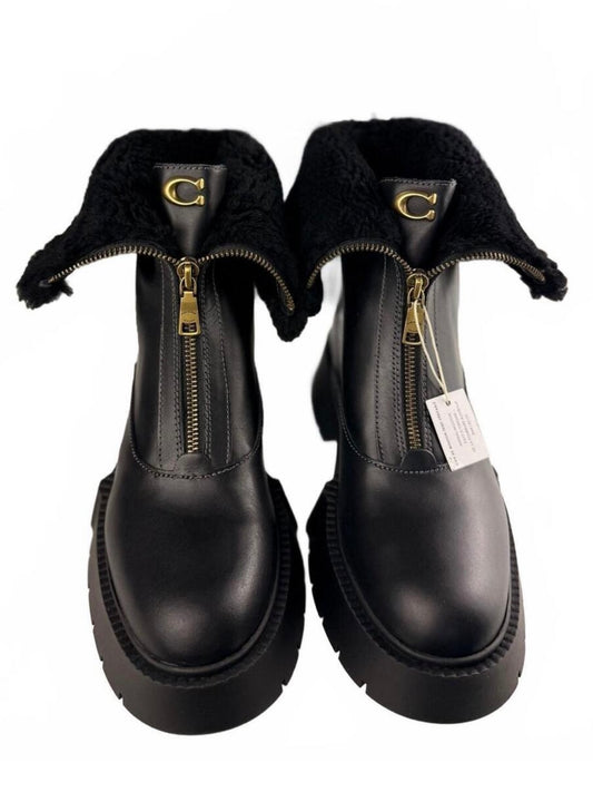 COACH Leah Genuine Shearling Trim Platform Zip Bootie Size 8.5 NEW | NO BOX