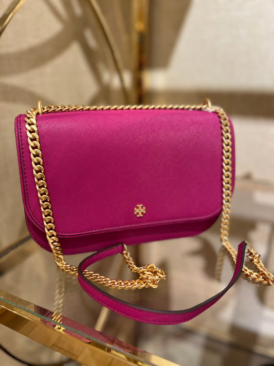 Tory Burch E/W Flap Adjustable Shoulder Bag, Prickly Pear, Style 147214, $498