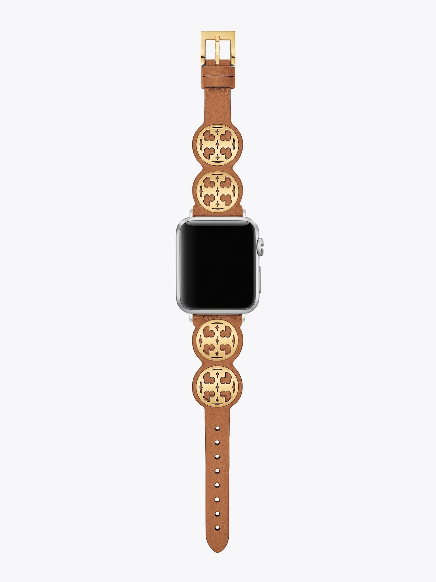 Tory Burch Miller Logo Studded Brown Leather Strap For Apple Watch® 38mm/40mm