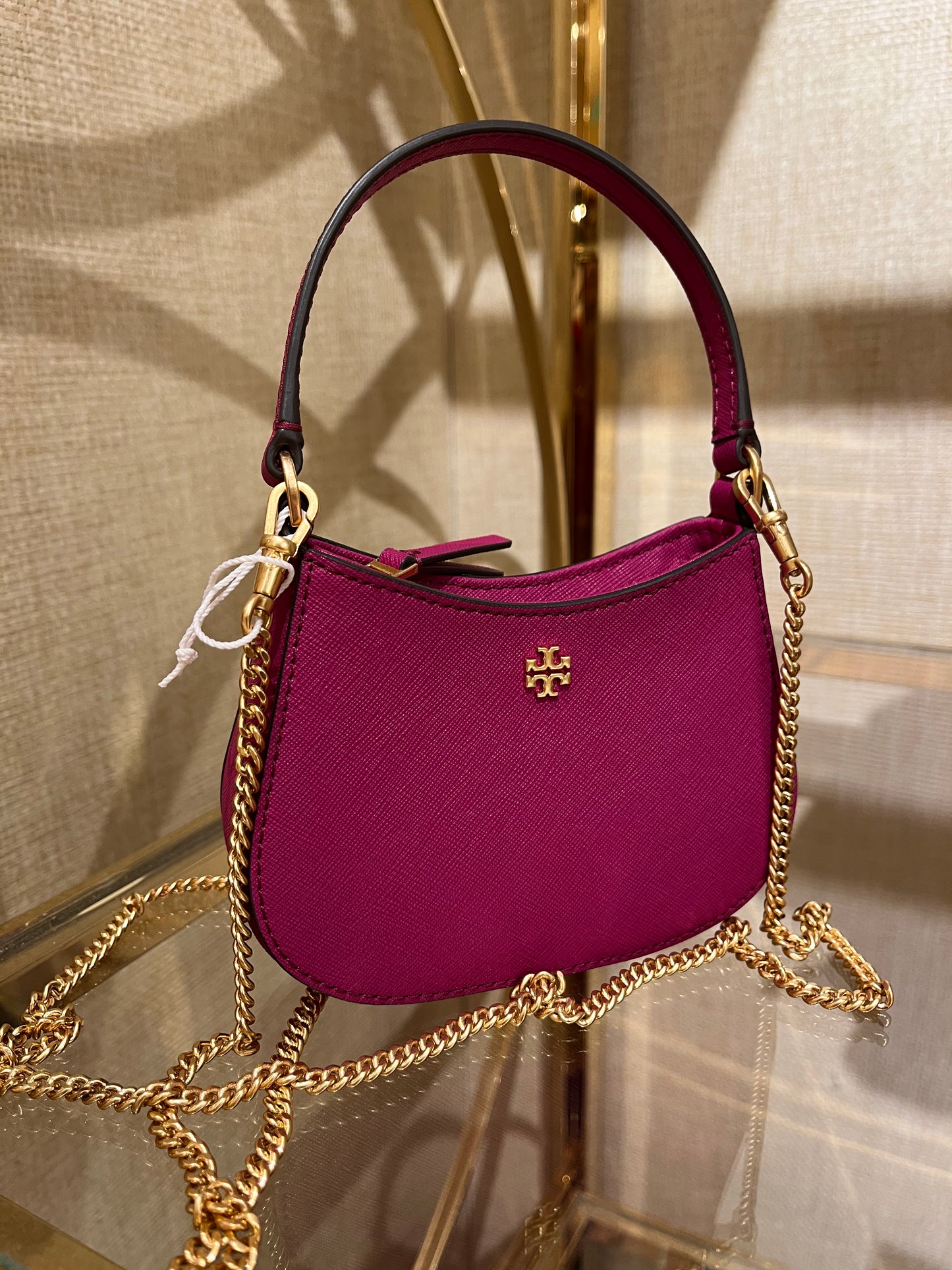 Tory Burch Emerson Chain MINI Nano Bag, Prickly Pear, Style 153347,Retail $198