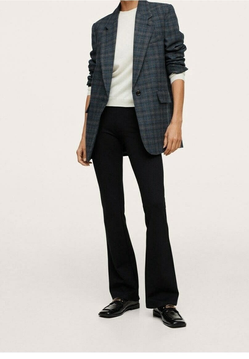 MANGO Paola Blue Plaid Wool Blend Blazer Jacket Women’s S NWT