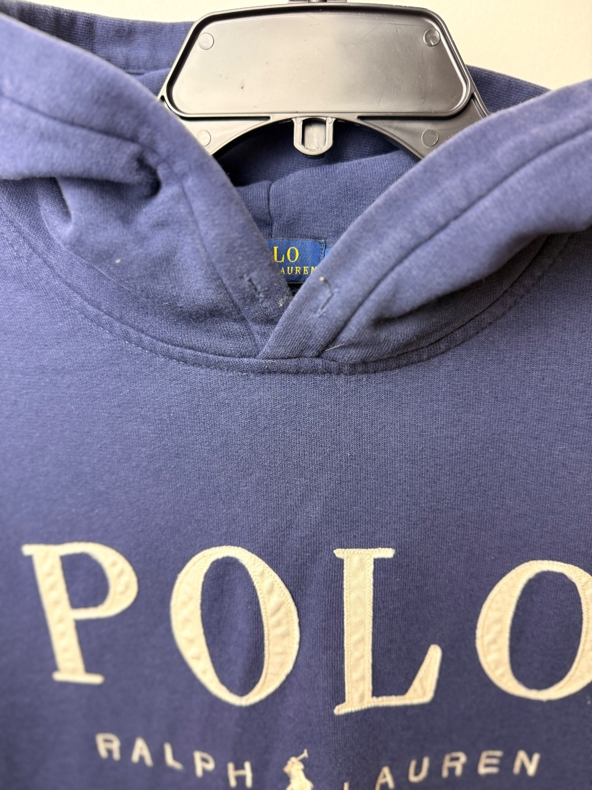 Polo Ralph Lauren Women's M Blue Big Logo Pullover Hoodie Sweatshirt PRE-OWNED