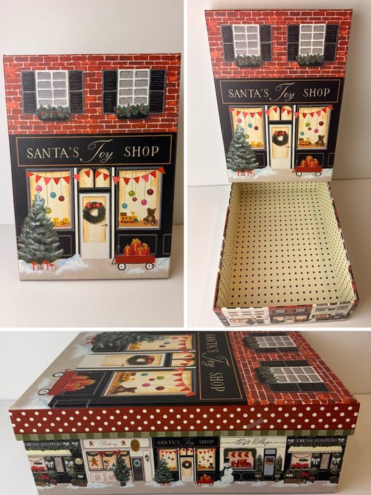 Christmas Santa’s Toy Shop Decorative Storage Box Holiday Keepsake Gift Box