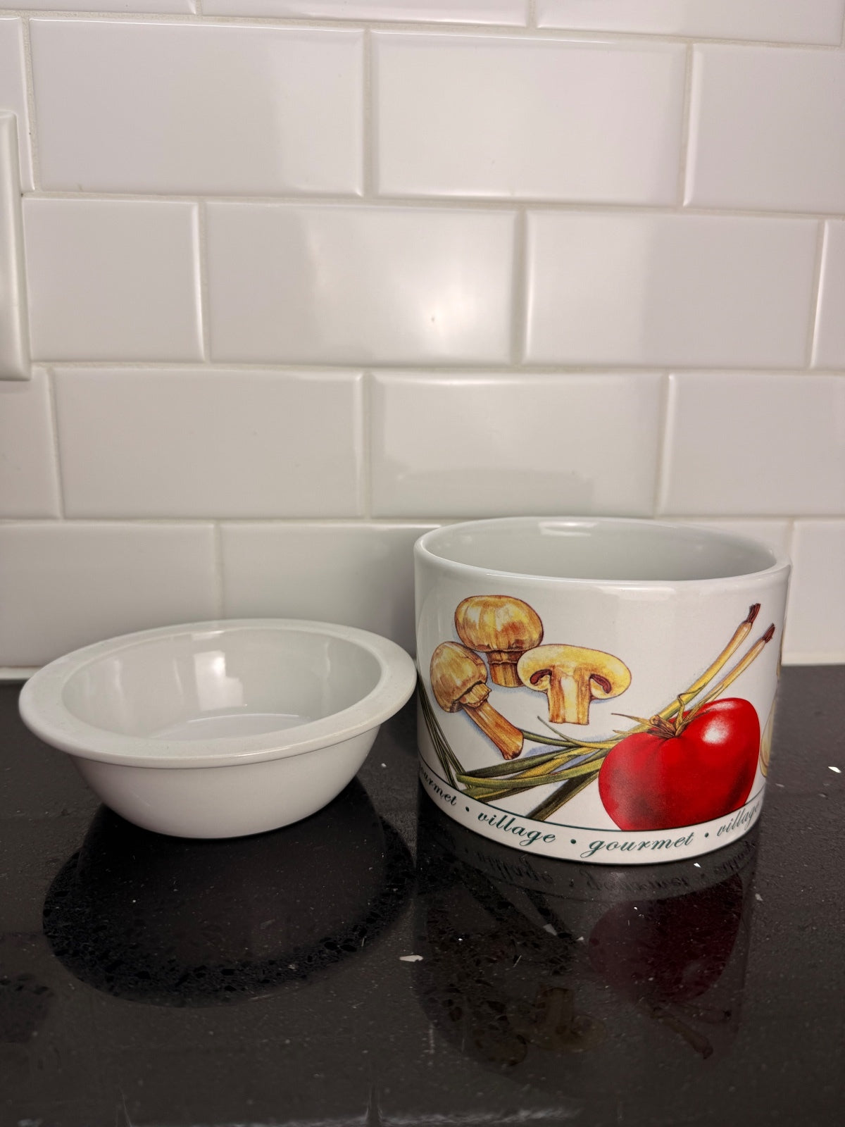Gourmet du Village Vintage Ceramic Dip Chiller 2 Piece Vegetable Serving Bowl