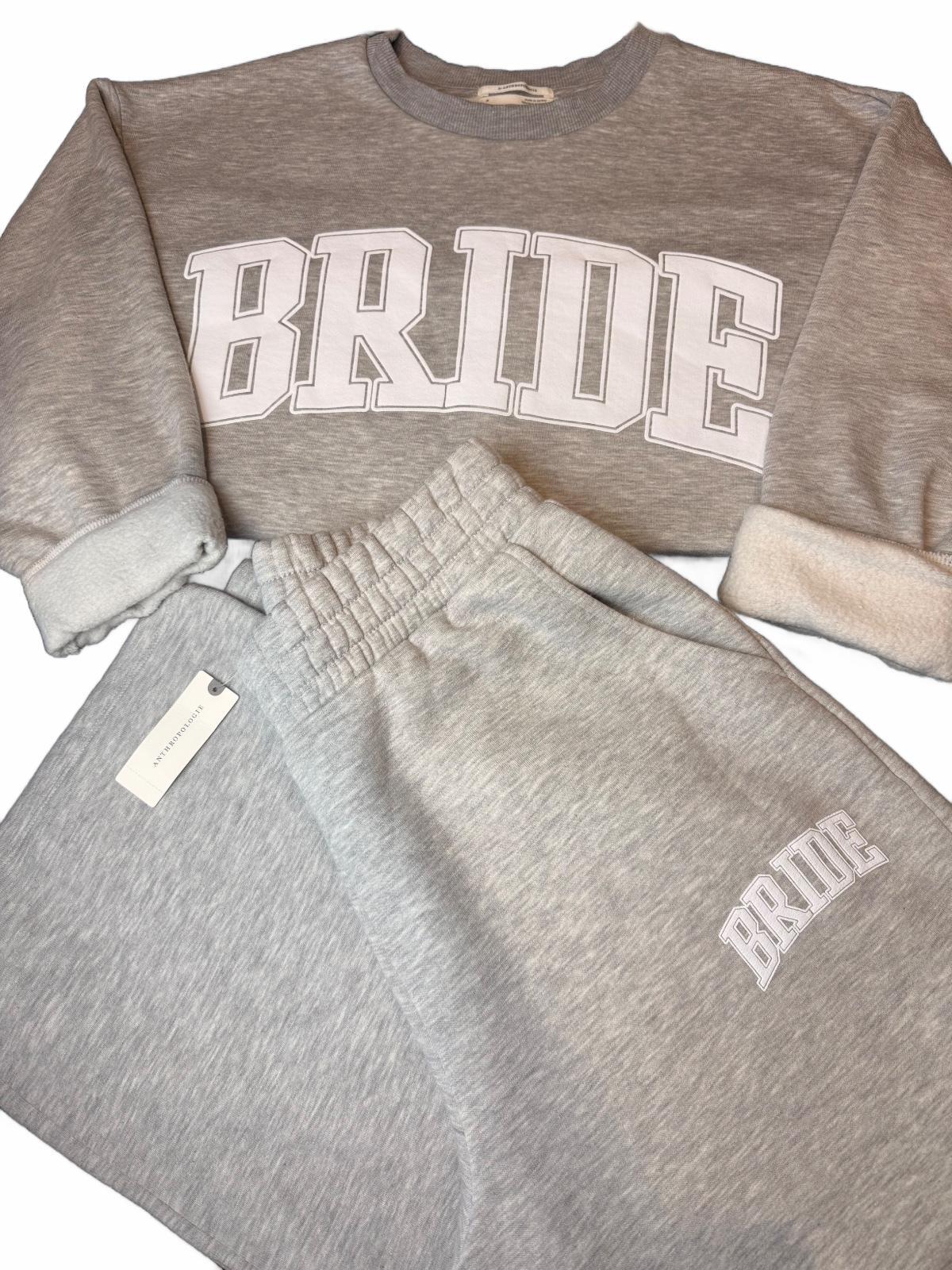 By Anthropologie Weddings BRIDE Sweatshirt (LIKE NEW) & Sweatpants (NEW) Set Bridal Lounge M