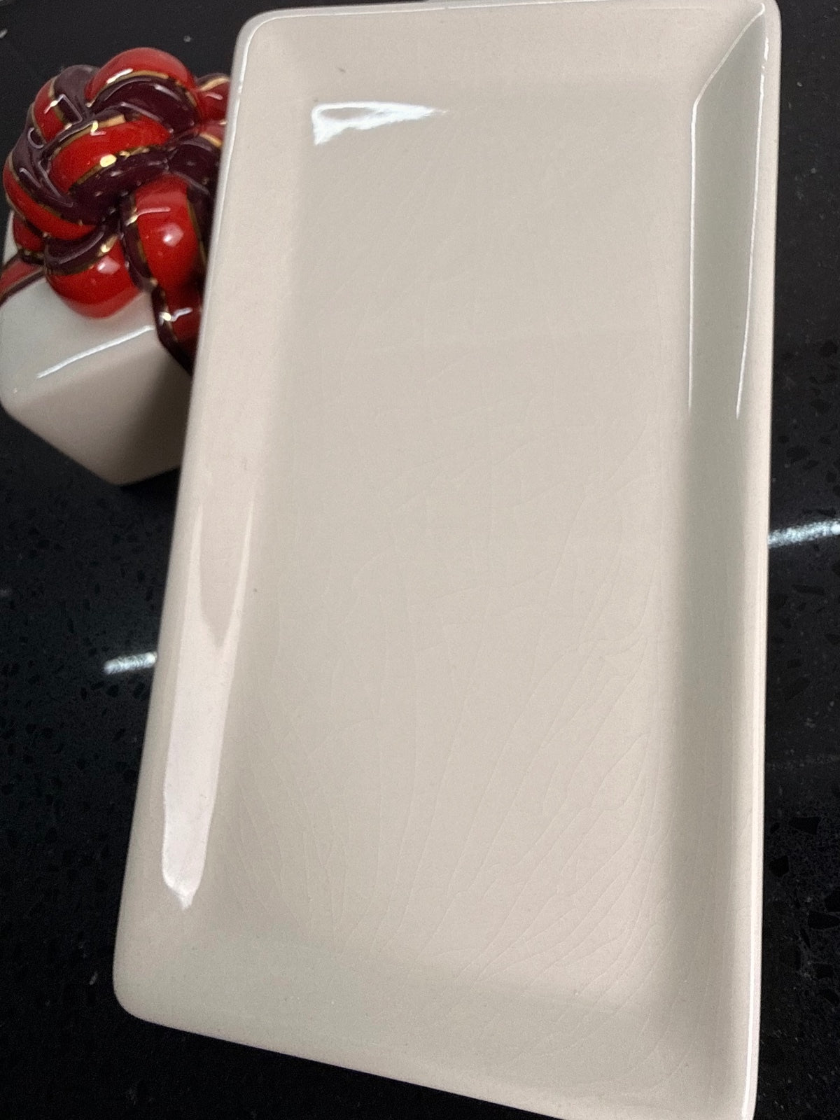 Grasslands Road Retired Christmas Ceramic Butter Dish Red Bow Holiday Decor