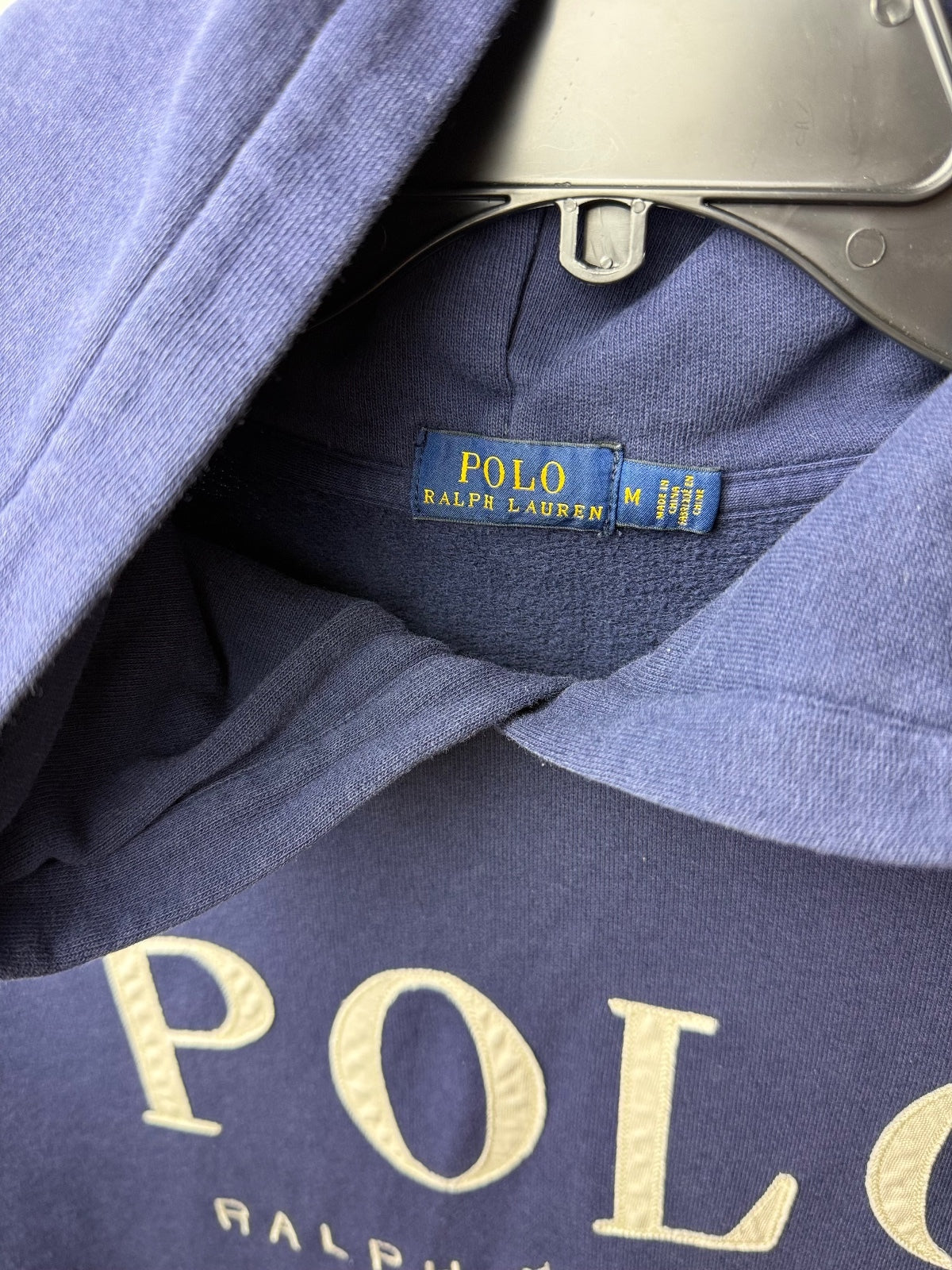 Polo Ralph Lauren Women's M Blue Big Logo Pullover Hoodie Sweatshirt PRE-OWNED