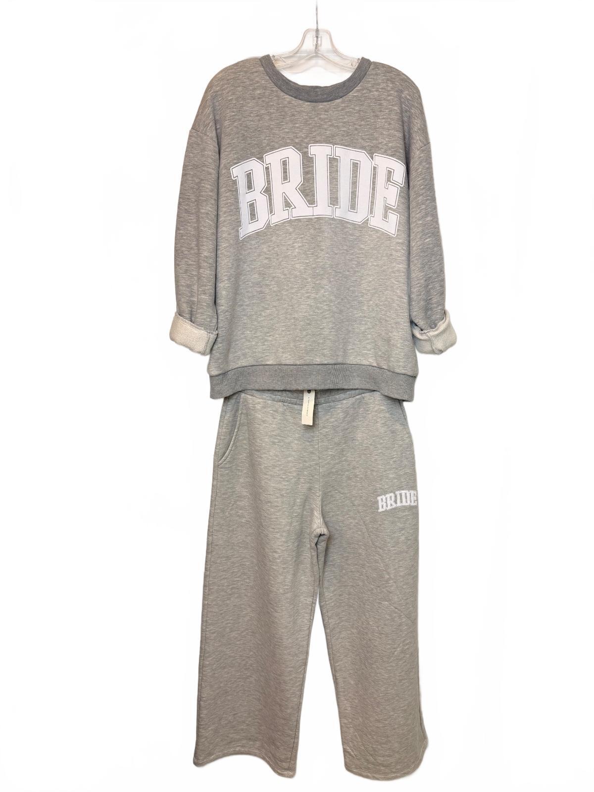 By Anthropologie Weddings BRIDE Sweatshirt (LIKE NEW) & Sweatpants (NEW) Set Bridal Lounge M