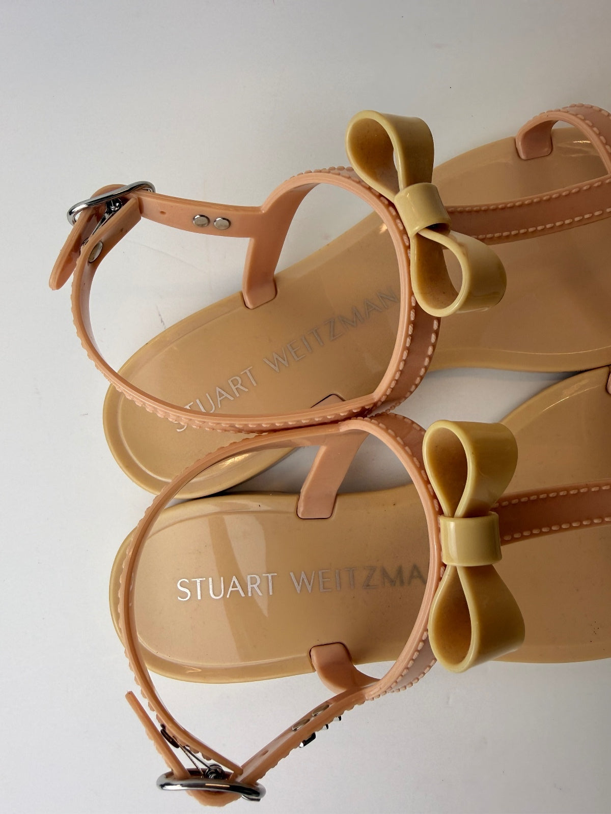 Stuart Weitzman Mellie Bow Jelly Sandals Nude Pink Size 6 Store Display