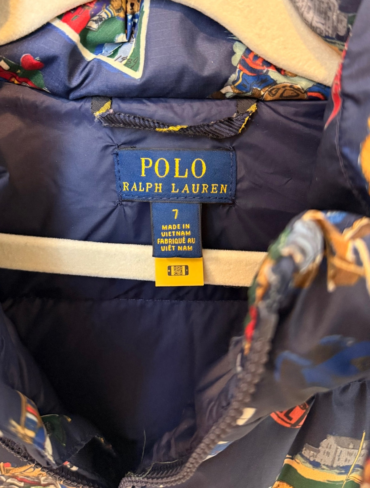 Polo Bear by Ralph Lauren Kid’s  Water-Repellent Down Jacket, Multi, Size 7 | PRE-OWNED
