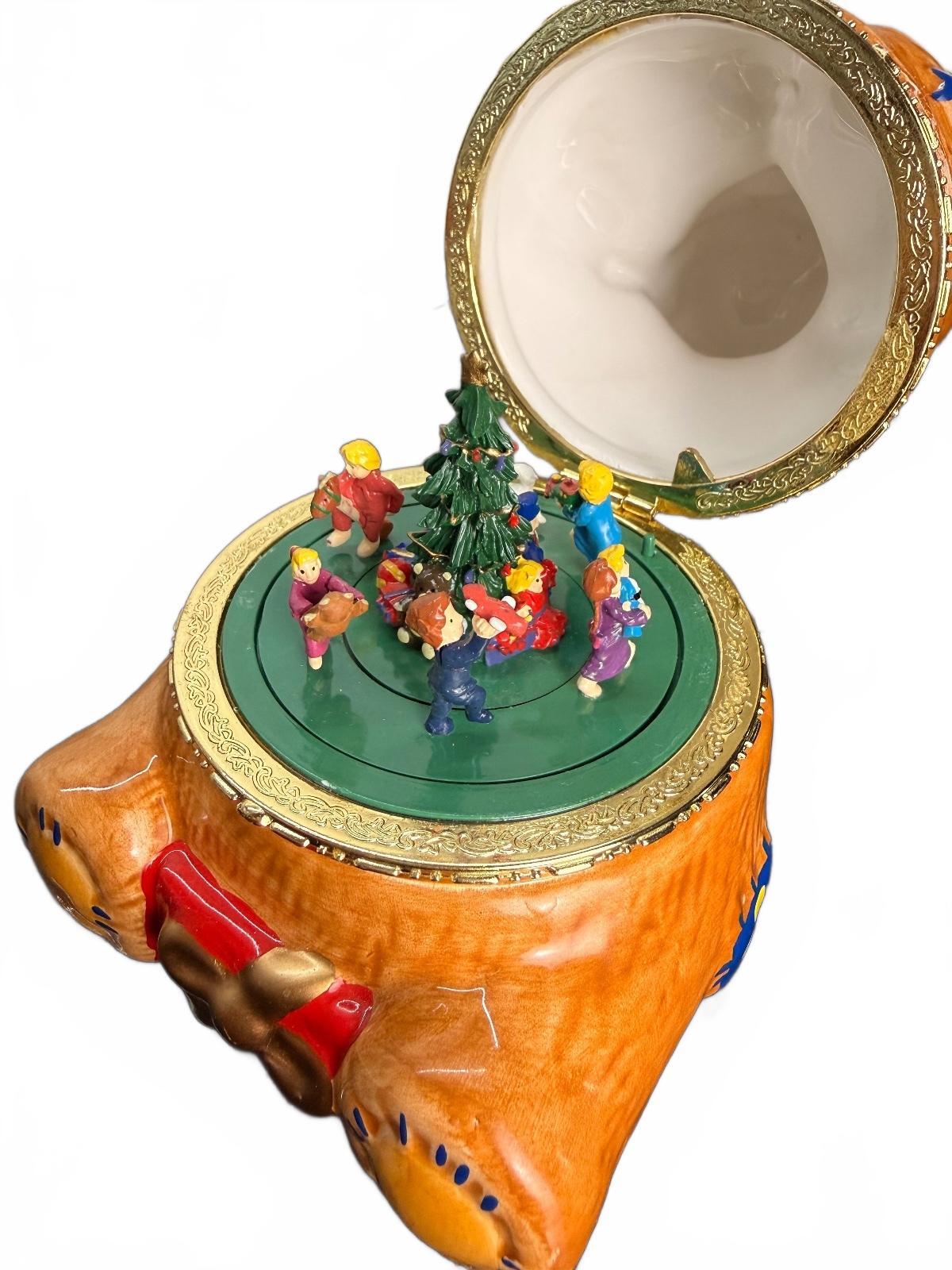 Mr. Christmas Vintage Porcelain Teddy Bear Hinged Music Box