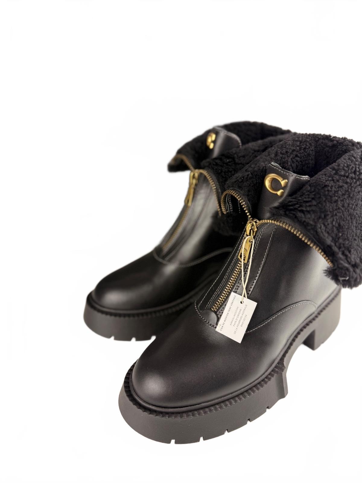 COACH Leah Genuine Shearling Trim Platform Zip Bootie Size 8.5 NEW | NO BOX