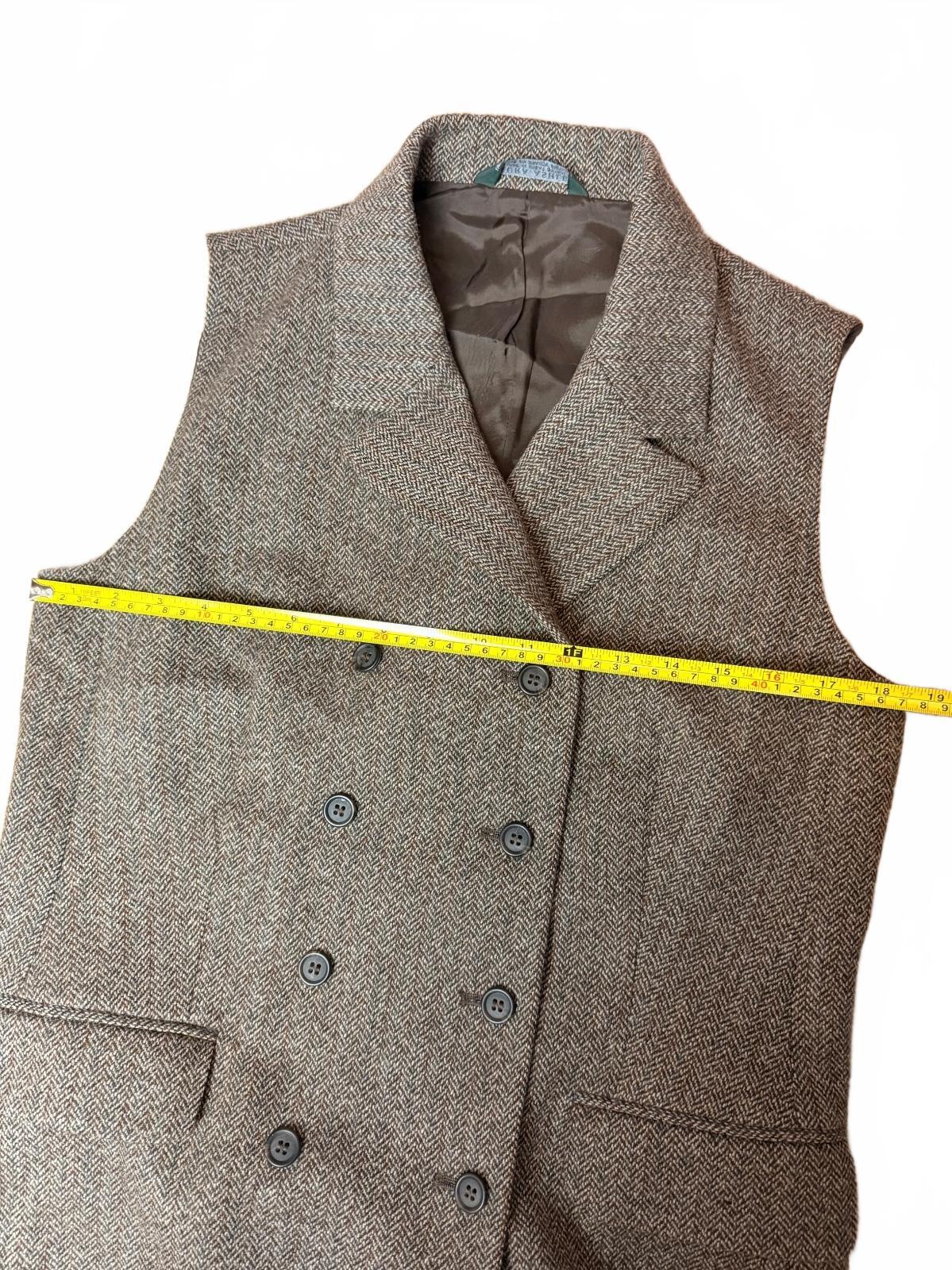 Vintage Laura Ashley 100% Wool Herringbone Double Breasted Vest (10) Made in UK PRE-OWNED (LIKE NEW)