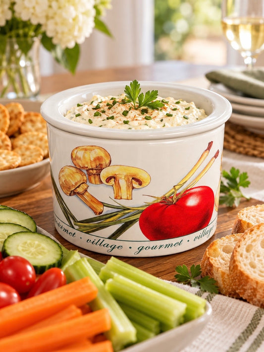 Gourmet du Village Vintage Ceramic Dip Chiller 2 Piece Vegetable Serving Bowl