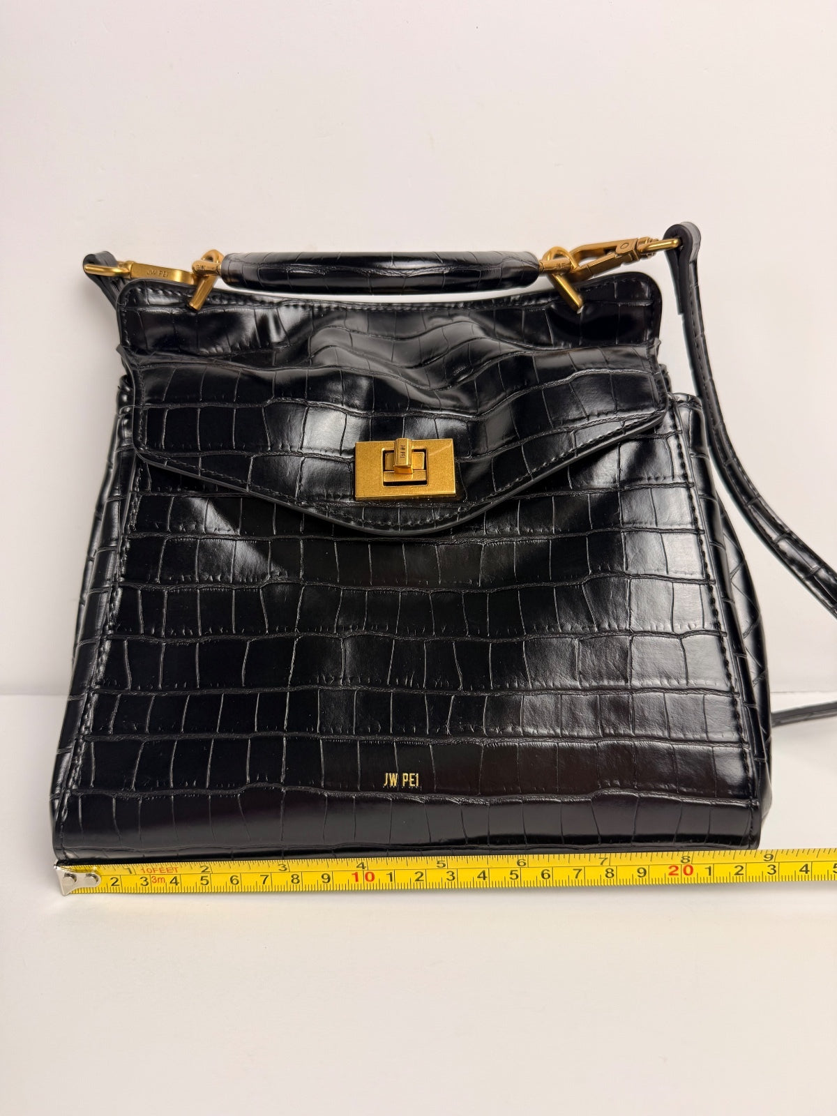 JW PEI Lucia Classic Top Handbag in Black Croc