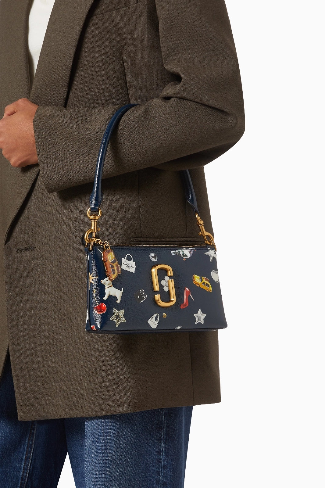 Marc Jacobs Trinket Snapshot Bag Navy Gold Chain NYC Taxi Charm