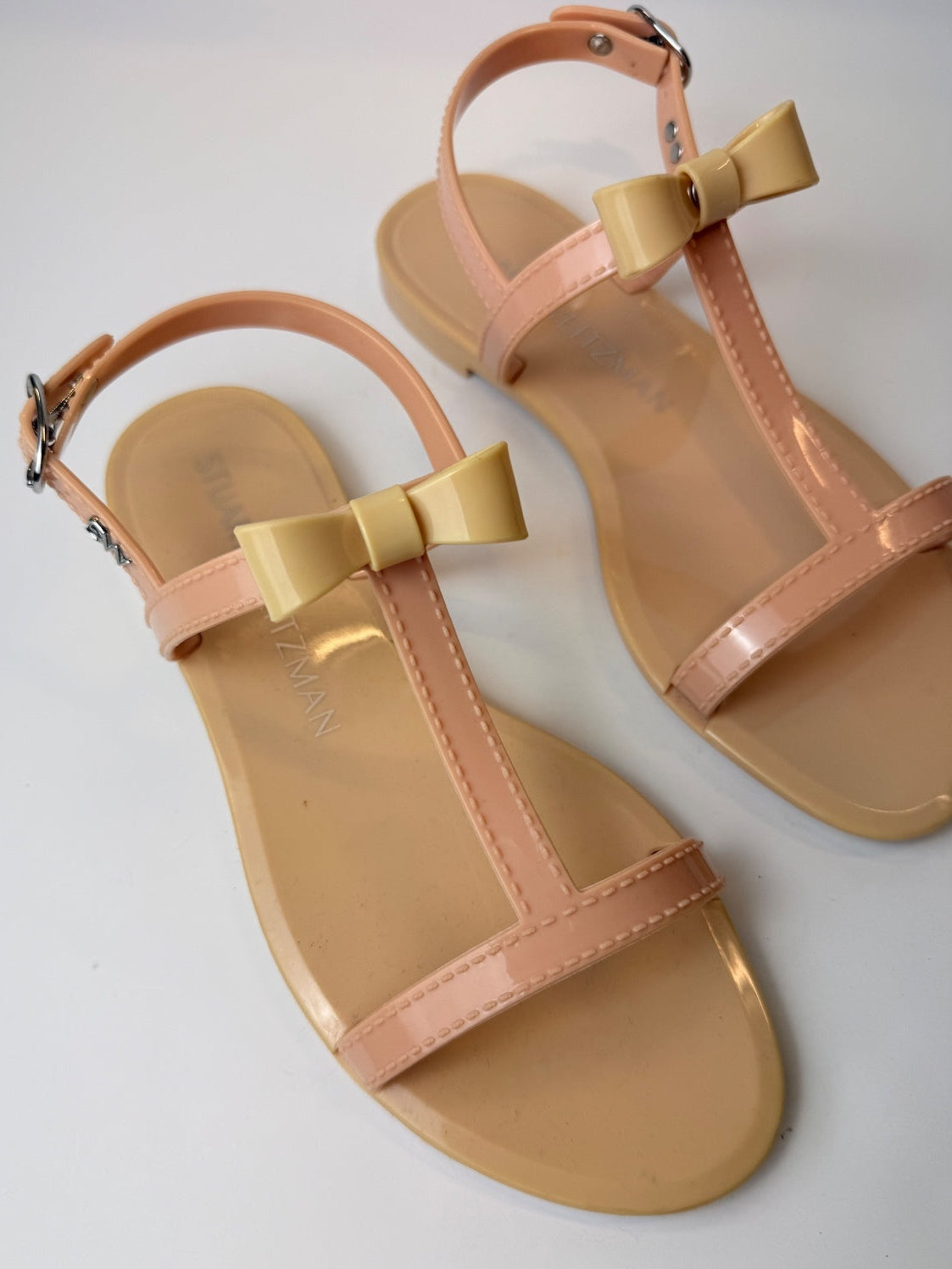 Stuart Weitzman Mellie Bow Jelly Sandals Nude Pink Size 6 Store Display