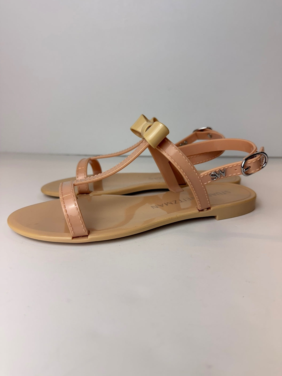 Stuart Weitzman Mellie Bow Jelly Sandals Nude Pink Size 6 Store Display