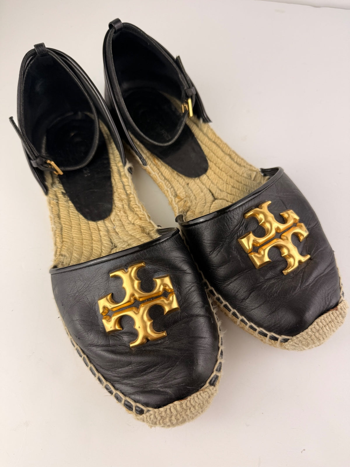 Tory Burch Eleanor D'Orsay Espadrille, Perfect Black, Size 8