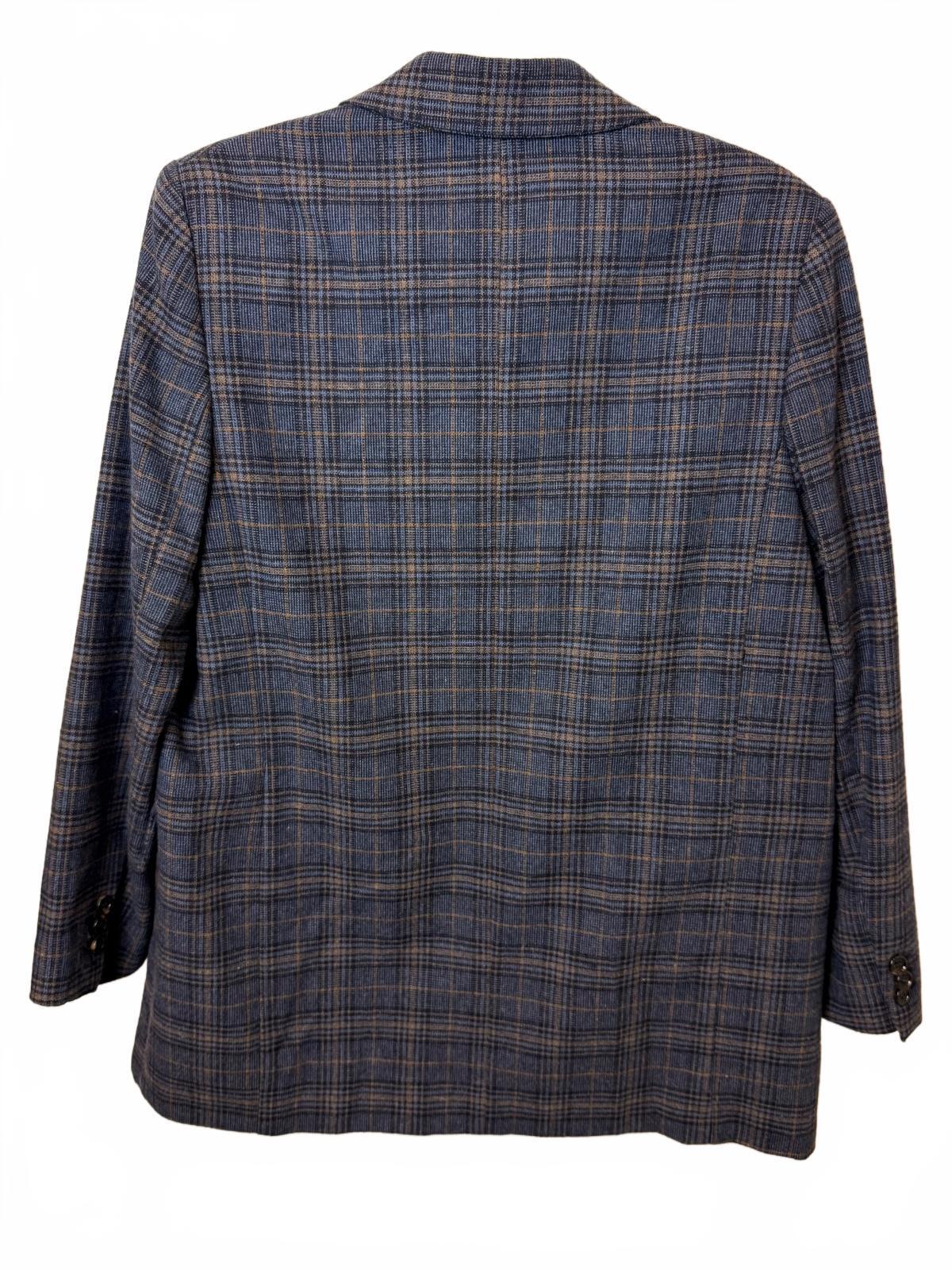 MANGO Paola Blue Plaid Wool Blend Blazer Jacket Women’s S NWT