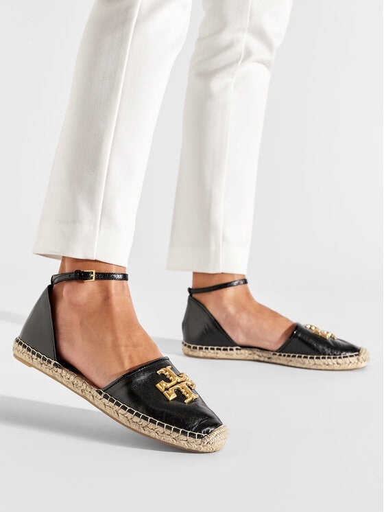Tory Burch Eleanor D'Orsay Espadrille, Perfect Black, Size 8