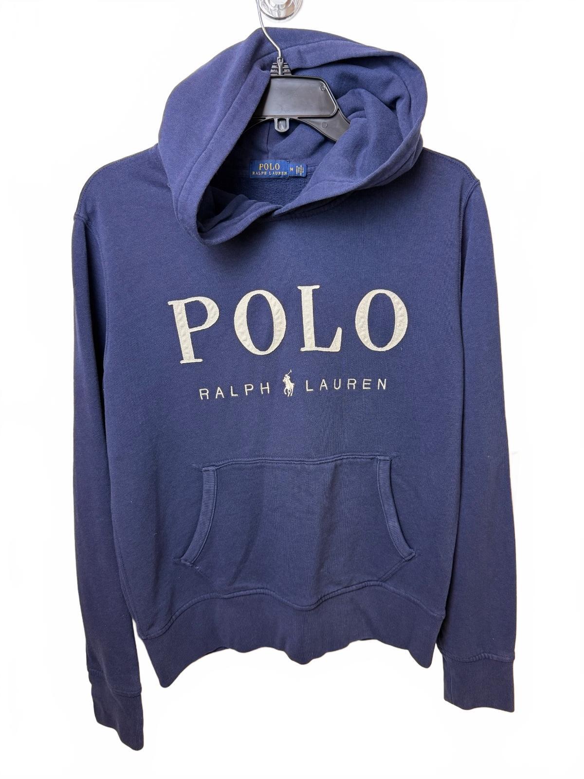 Polo Ralph Lauren Women's M Blue Big Logo Pullover Hoodie Sweatshirt PRE-OWNED