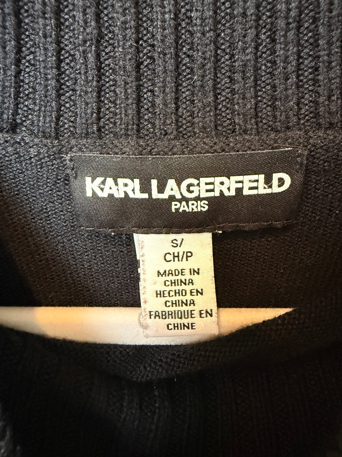 Karl Lagerfeld Paris Choupette Cat Graphic Mock Neck Sweater Black Size S PRE-OWNED