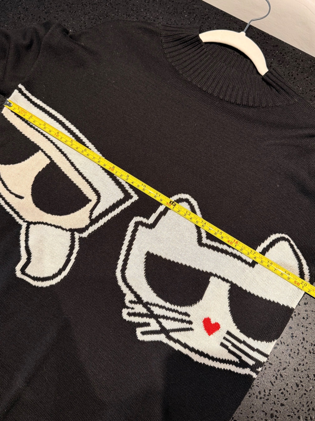 Karl Lagerfeld Paris Choupette Cat Graphic Mock Neck Sweater Black Size S PRE-OWNED
