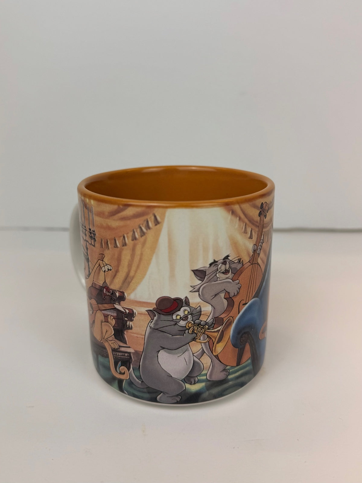 Vintage 90s Disney The Aristocats Ceramic Coffee Mug Caramel Brown Interior EXCELLENT CONDITION