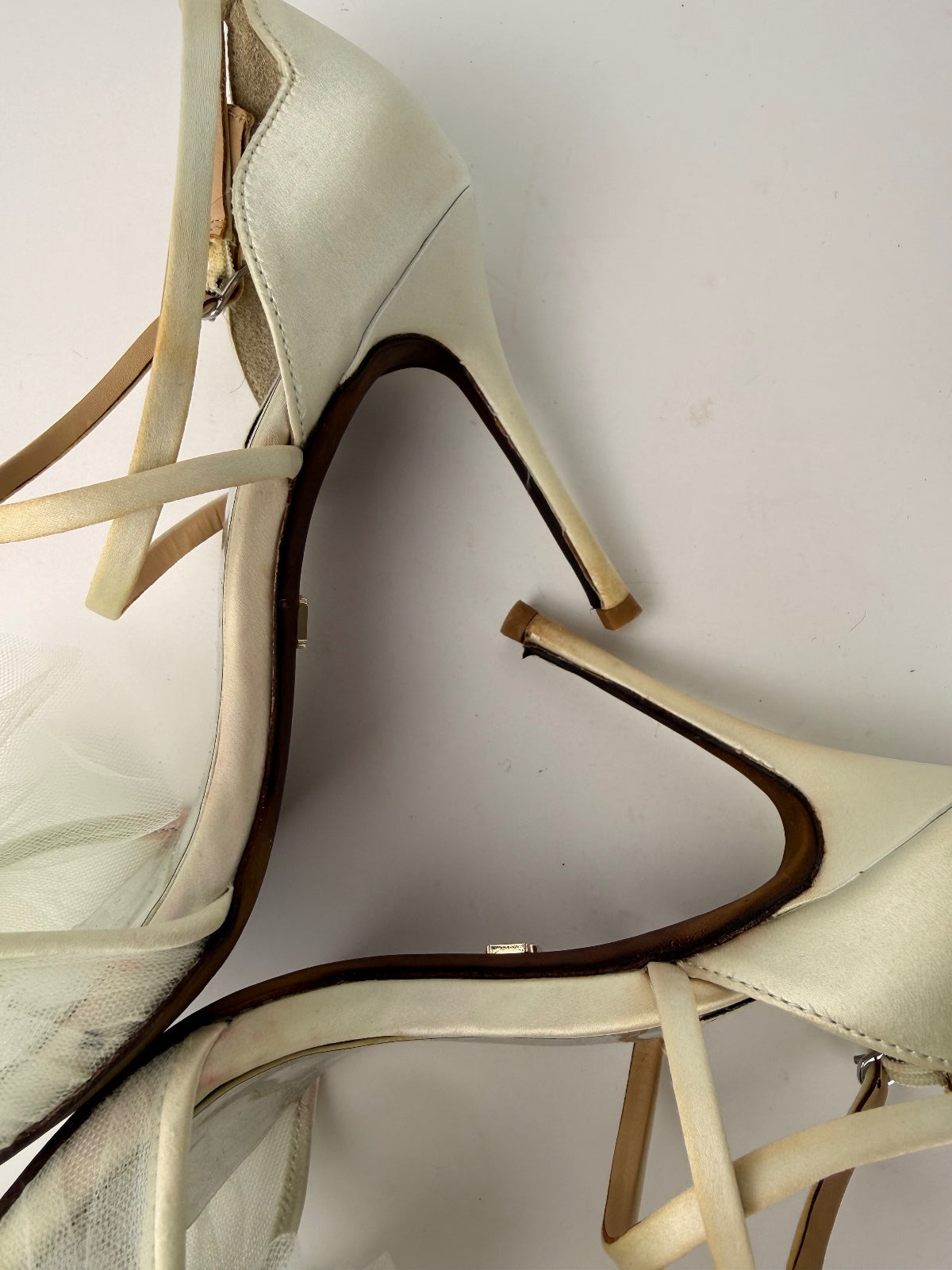 Badgley Mischka Tessica 7.5 Tulle Bow Heels Soft Blue Party Shoes, Size 7.5