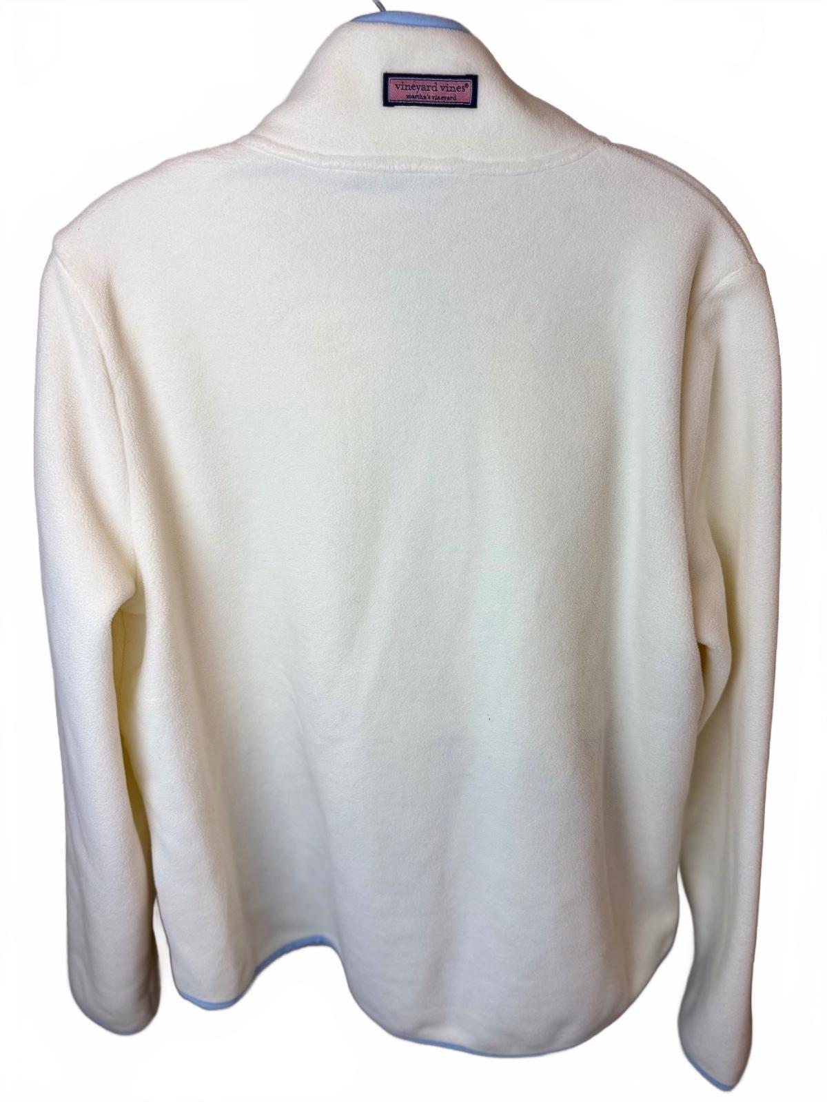 Vineyard Vines Women's Fleece Snap Pullover Jacket Ivory Blue Size L