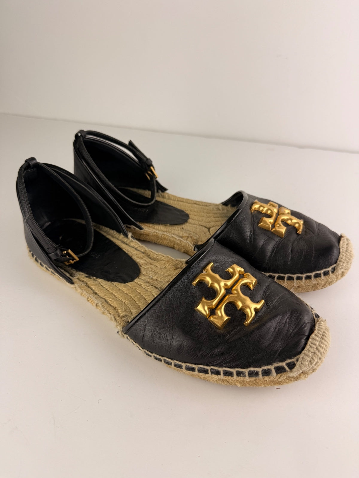 Tory Burch Eleanor D'Orsay Espadrille, Perfect Black, Size 8